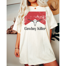 Load image into Gallery viewer, Cowboy Killer T-Shirt, Retro, Distressed Western Cowboy Bull Rodeo Design, Comfort Colors® T-Shirt, T-Shirt Dress