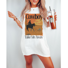Load image into Gallery viewer, Cowboy Take Me Away T-Shirt, Retro, Distressed Western Cowboy Bull Rodeo Design, Comfort Colors® T-Shirt, T-Shirt Dress