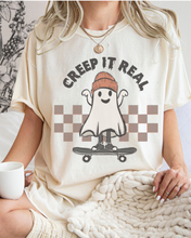 Load image into Gallery viewer, Halloween Comfort Colors® T-Shirt, Funny Creep It Real Women's Retro Skateboarding Design T-Shirt