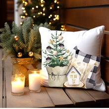 Load image into Gallery viewer, Christmas Pillow Covers, Rustic Country Square Covers, Country Farmhouse Decor, Coordinating Pillow Cover Set, Farmhouse Pillows