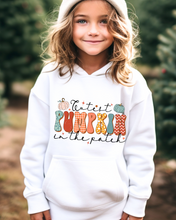 Load image into Gallery viewer, Kids Fall Hoodie, Cutest Pumpkin In The Patch Hooded Sweatshirt, Boys or Girls Fall Hooded Sweatshirt, Colorful Pastel Design