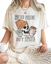 Load image into Gallery viewer, Dead Inside But Spiced Halloween Comfort Colors® T-Shirt, Funny Pumpkin Spice Design T-Shirt