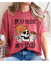 Load image into Gallery viewer, Dead Inside But Spiced Halloween Comfort Colors® T-Shirt, Funny Pumpkin Spice Design T-Shirt