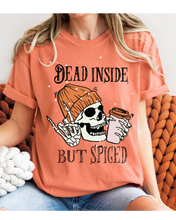 Load image into Gallery viewer, Dead Inside But Spiced Halloween Comfort Colors® T-Shirt, Funny Pumpkin Spice Design T-Shirt