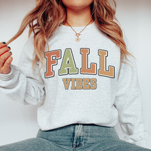 Load image into Gallery viewer, Women's Vintage Fall Vibes Sweatshirt Varsity Letters Design Gildan Pullover