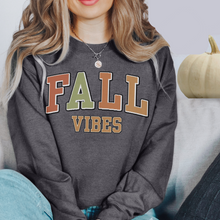 Load image into Gallery viewer, Women's Vintage Fall Vibes Sweatshirt Varsity Letters Design Gildan Pullover