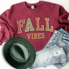 Load image into Gallery viewer, Women's Vintage Fall Vibes Sweatshirt Varsity Letters Design Gildan Pullover