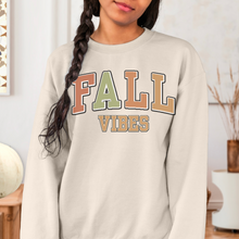 Load image into Gallery viewer, Women's Vintage Fall Vibes Sweatshirt Varsity Letters Design Gildan Pullover