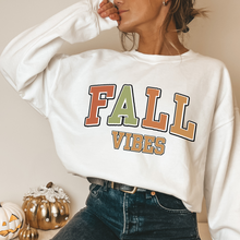 Load image into Gallery viewer, Women's Vintage Fall Vibes Sweatshirt Varsity Letters Design Gildan Pullover