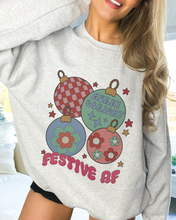 Load image into Gallery viewer, Funny Festive AF Christmas Crewneck Sweatshirt Grey, Ash, Sand, White, Pink