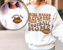 Load image into Gallery viewer, Women's Football Mom Sweatshirt, Funny Retro Front and Back Design Fall Crewneck Pullover