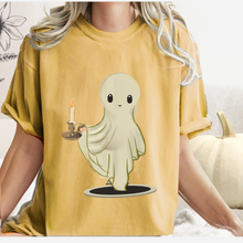 Load image into Gallery viewer, Halloween Gothic Ghost with Candle Comfort Colors® T-Shirt, Graphic Tee, Oversized print, Fall Tee