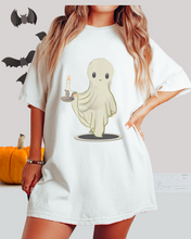 Load image into Gallery viewer, Halloween Gothic Ghost with Candle Comfort Colors® T-Shirt, Graphic Tee, Oversized print, Fall Tee