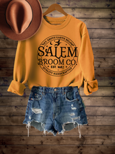 Load image into Gallery viewer, Halloween Women's Salem Broom Company Crewneck Sweatshirt, Funny Halloween Witch Shirt
