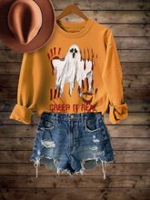 Load image into Gallery viewer, Women's Funny Halloween Creep It Real Crewneck Sweatshirt Funny Slasher Movie Pullover