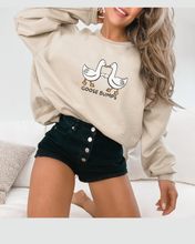Load image into Gallery viewer, Goose Bumps Crewneck Sweatshirt, Trendy Funny Design, Two Geese Fist bumping Pullover Sweatshirt