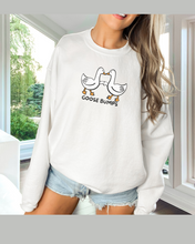 Load image into Gallery viewer, Goose Bumps Crewneck Sweatshirt, Trendy Funny Design, Two Geese Fist bumping Pullover Sweatshirt