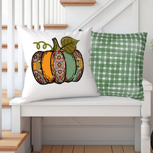 Load image into Gallery viewer, Fall Pillow Covers, Rustic Country Square, White Background Farmhouse Decor Pillowcase Set, Pumpkin Designs