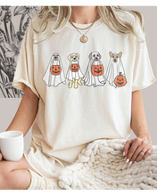 Load image into Gallery viewer, Halloween Trick or Treat Dogs Comfort Colors® T-Shirt, Women's Cute Retro Dogs Funny T-Shirt