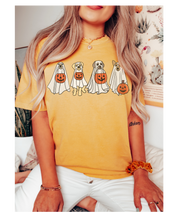 Load image into Gallery viewer, Halloween Trick or Treat Dogs Comfort Colors® T-Shirt, Women's Cute Retro Dogs Funny T-Shirt