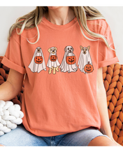 Load image into Gallery viewer, Halloween Trick or Treat Dogs Comfort Colors® T-Shirt, Women's Cute Retro Dogs Funny T-Shirt