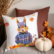 Load image into Gallery viewer, Fall Pillow Covers, Rustic Country Square covers, Country Farmhouse Decor, Cute Squirrel Pillowcase Set, Farmhouse Pillows