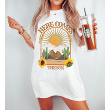 Load image into Gallery viewer, Summer Here Comes the Sun Unisex Garment-Dyed T-shirt Comfort Colors®, Desert-Inspired Design, Mother's Day Gift, Gift for Mom, Spring Tee