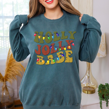 Load image into Gallery viewer, Comfort Colors Christmas Sweatshirt, Holly Jolly Babe Crewneck, Retro Warped Design, Gift for Her, Christmas Gift, Christmas Pullover