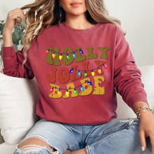 Load image into Gallery viewer, Comfort Colors Christmas Sweatshirt, Holly Jolly Babe Crewneck, Retro Warped Design, Gift for Her, Christmas Gift, Christmas Pullover