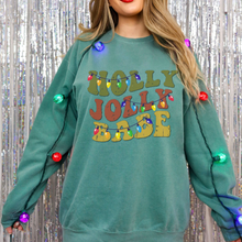 Load image into Gallery viewer, Comfort Colors Christmas Sweatshirt, Holly Jolly Babe Crewneck, Retro Warped Design, Gift for Her, Christmas Gift, Christmas Pullover