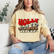 Load image into Gallery viewer, Comfort Colors Christmas Sweatshirt, Women's Unisex-Sized Teacher Pullover, Cozy Gift for Teacher, Graduation Grad Gift, Retro Christmas
