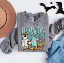 Load image into Gallery viewer, Women's Howdy Pumpkin Sweatshirt, Cute Halloween Crewneck Pullover