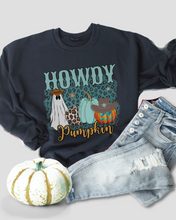 Load image into Gallery viewer, Women's Howdy Pumpkin Sweatshirt, Cute Halloween Crewneck Pullover