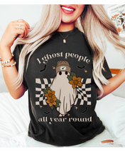 Load image into Gallery viewer, Halloween I Ghost People All Year Round Comfort Colors® T-Shirt, Graphic Tee, Halloween Retro Design print, Fall Tee