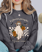 Load image into Gallery viewer, Halloween, I Ghost People All Your Round Retro Design Pullover Sweatshirt