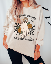 Load image into Gallery viewer, Halloween, I Ghost People All Your Round Retro Design Pullover Sweatshirt