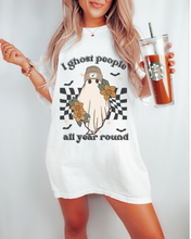 Load image into Gallery viewer, Halloween I Ghost People All Year Round Comfort Colors® T-Shirt, Graphic Tee, Halloween Retro Design print, Fall Tee