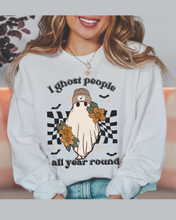 Load image into Gallery viewer, Halloween, I Ghost People All Your Round Retro Design Pullover Sweatshirt