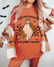 Load image into Gallery viewer, Halloween I Ghost People All Year Round Comfort Colors® T-Shirt, Graphic Tee, Halloween Retro Design print, Fall Tee