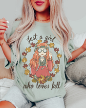 Load image into Gallery viewer, Women's Cute Fall Comfort Colors® T-Shirt, Women's Just A Girl Who Loves Fall Lover T-Shirt