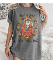 Load image into Gallery viewer, Women's Cute Fall Comfort Colors® T-Shirt, Women's Just A Girl Who Loves Fall Lover T-Shirt