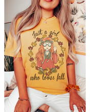 Load image into Gallery viewer, Women's Cute Fall Comfort Colors® T-Shirt, Women's Just A Girl Who Loves Fall Lover T-Shirt