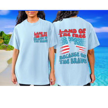 Load image into Gallery viewer, Land Of The Free 4th of July Comfort Colors® T-Shirt, Front and Back Design T-Shirt, Trendy 1970's Statue Of Liberty