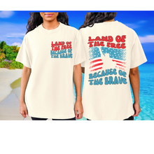 Load image into Gallery viewer, Land Of The Free 4th of July Comfort Colors® T-Shirt, Front and Back Design T-Shirt, Trendy 1970's Statue Of Liberty