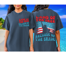 Load image into Gallery viewer, Land Of The Free 4th of July Comfort Colors® T-Shirt, Front and Back Design T-Shirt, Trendy 1970's Statue Of Liberty