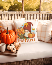 Load image into Gallery viewer, Fall Leaf Peeper Spun Polyester Square Pillow, Fun Gnome Decor Throw Pillow