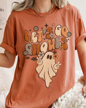 Load image into Gallery viewer, Let's Go Ghouls Halloween Comfort Colors® T-Shirt, Women's Halloween Design Tee, Retro Design T-Shirt
