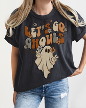 Load image into Gallery viewer, Let's Go Ghouls Halloween Comfort Colors® T-Shirt, Women's Halloween Design Tee, Retro Design T-Shirt