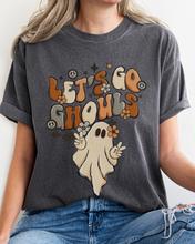 Load image into Gallery viewer, Let's Go Ghouls Halloween Comfort Colors® T-Shirt, Women's Halloween Design Tee, Retro Design T-Shirt
