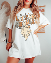 Load image into Gallery viewer, Let's Go Ghouls Halloween Comfort Colors® T-Shirt, Women's Halloween Design Tee, Retro Design T-Shirt